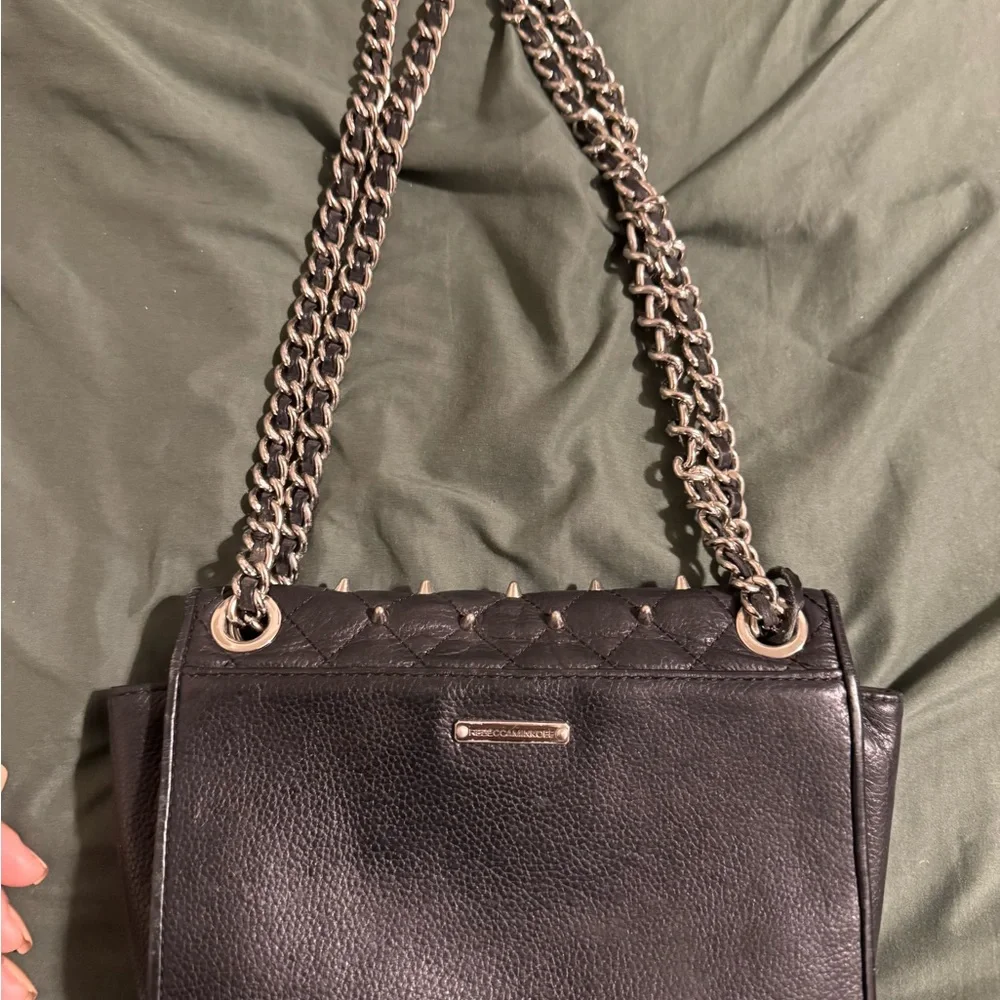 Rebecca Minkoff Quilted Black Leather Crossbody Bag with Chain Strap - Picture 4 of 4